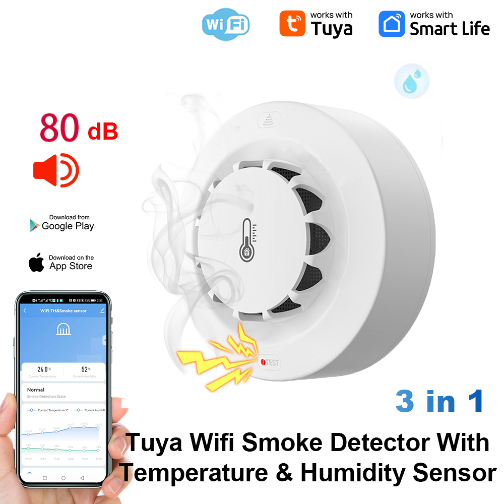 Smoke Leak Detector - Czujnik temperatury i wilgotności Tuya WiFi,